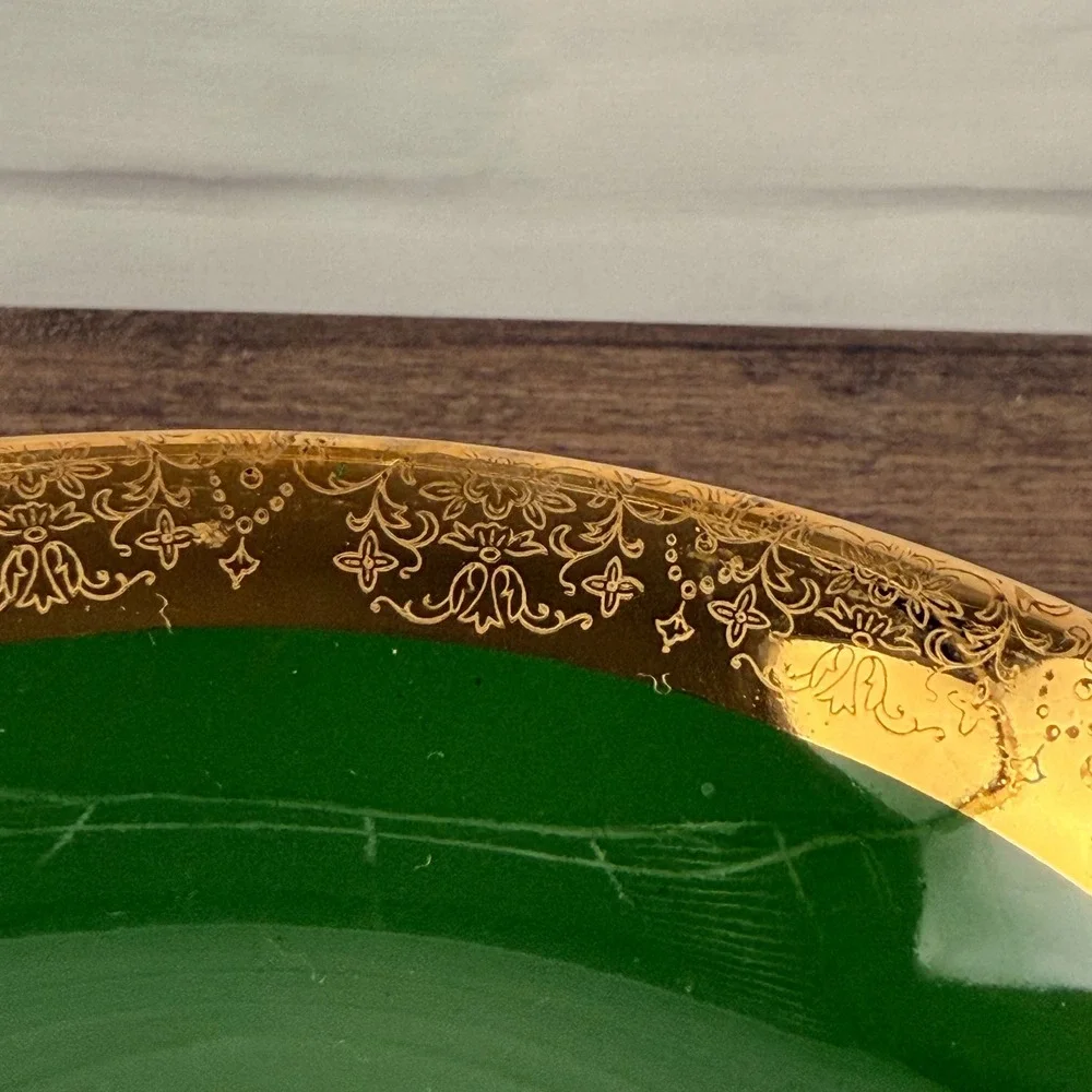 Sabin Green-O-Gold 22K Gold Green Dessert Bowls Set of 6